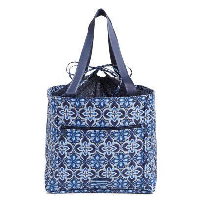 Blue Printed Quilted Tote Bag - Image 2