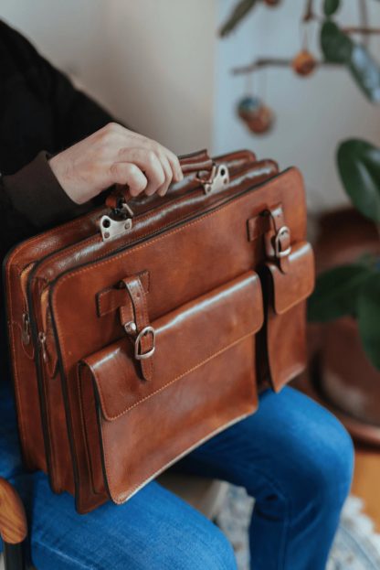 Handmade leather briefcase