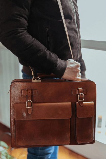 Handmade leather briefcase - Image 2