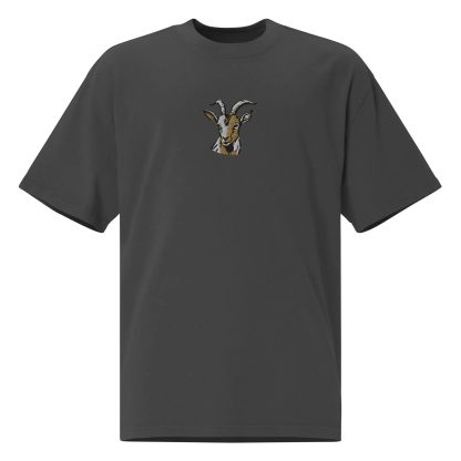 Dark grey T-shirt with funny goat embroidery - Image 4