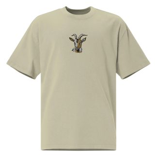 Dark grey T-shirt with funny goat embroidery