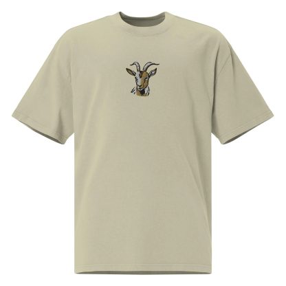 Dark grey T-shirt with funny goat embroidery