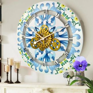 Fresh Blue Art Gear Wall Clock