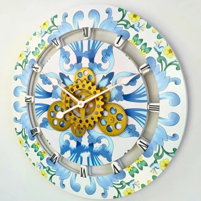 Fresh Blue Art Gear Wall Clock - Image 2
