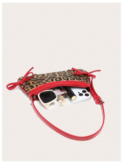 Playful leopard print bow underarm bag - Image 5