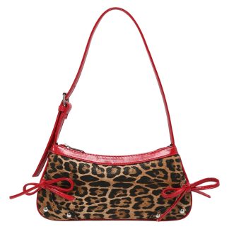 Playful leopard print bow underarm bag
