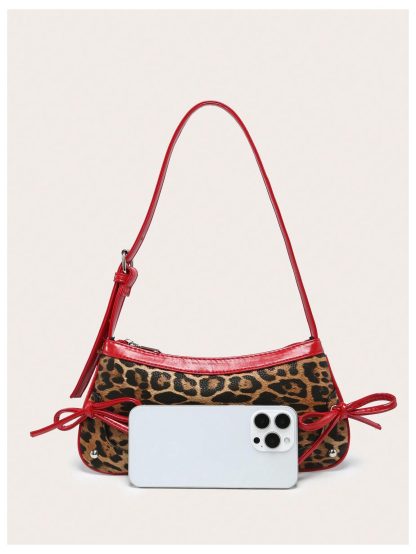 Playful leopard print bow underarm bag - Image 3