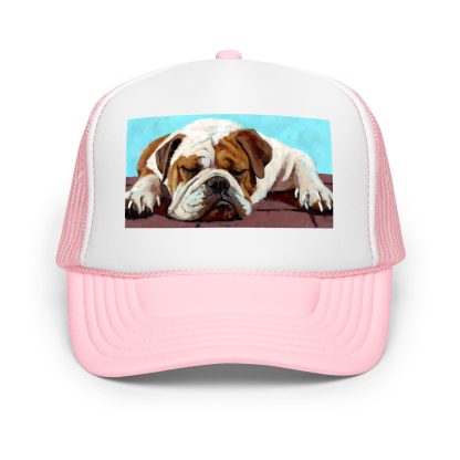 Hand-painted bulldog print mesh trucker hat - Image 3