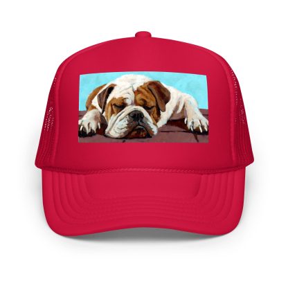 Hand-painted bulldog print mesh trucker hat - Image 2