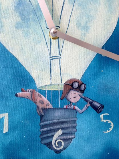 Childlike hand-painted square wall clock - Image 3