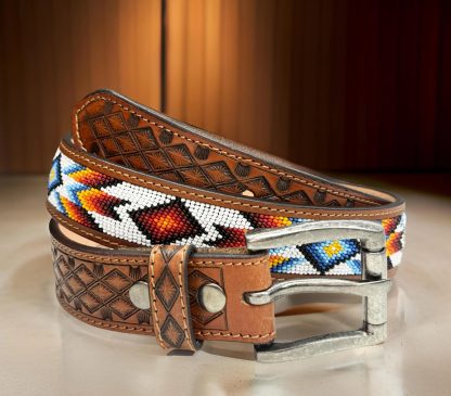 Indian style beaded carved belt - Image 8