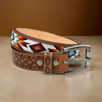 Indian style beaded carved belt - Image 7