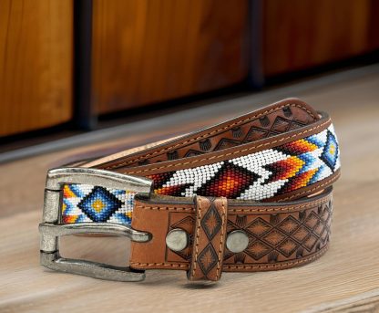 Indian style beaded carved belt - Image 6