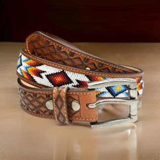 Indian style beaded carved belt
