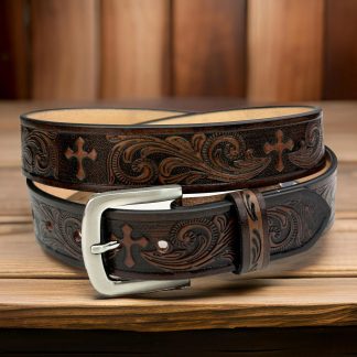 Vintage carved cross-grain belt