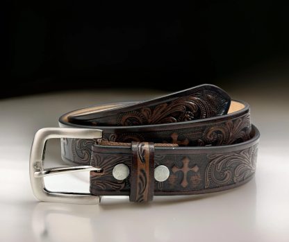 Vintage carved cross-grain belt - Image 7