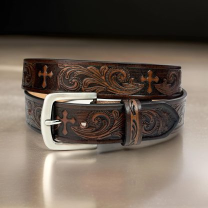 Vintage carved cross-grain belt - Image 6