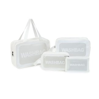 Transparent portable storage toiletry bag four-piece set