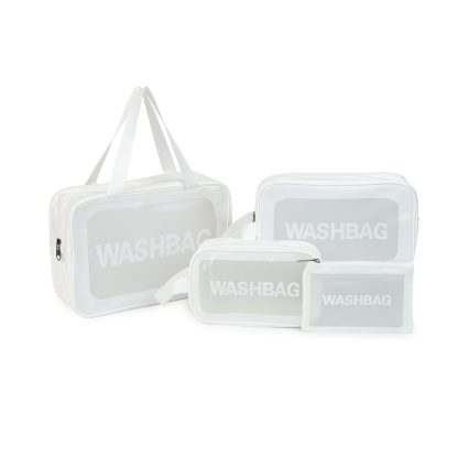 Transparent portable storage toiletry bag four-piece set