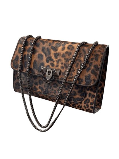 leopard print chain shoulder bag - Image 3