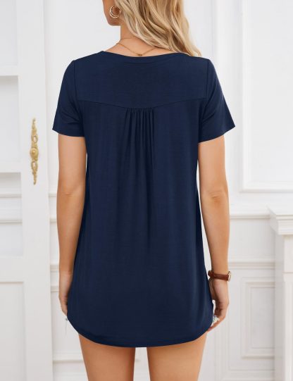 French Square Neck Pleated Short Sleeve Top - Image 4