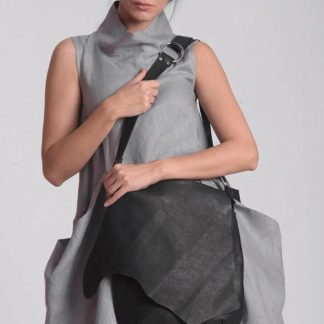 Dark irregular soft leather shoulder bag