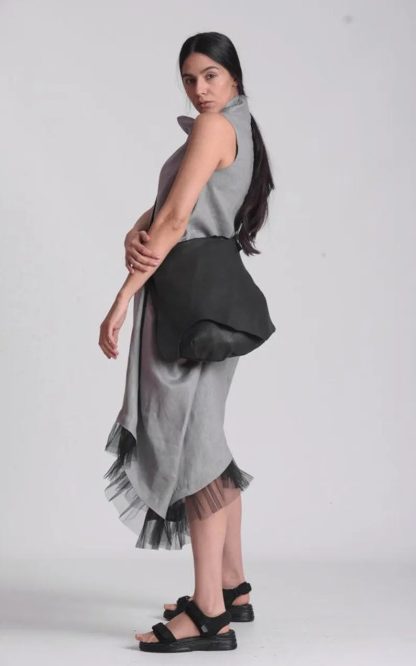 Dark irregular soft leather shoulder bag - Image 2