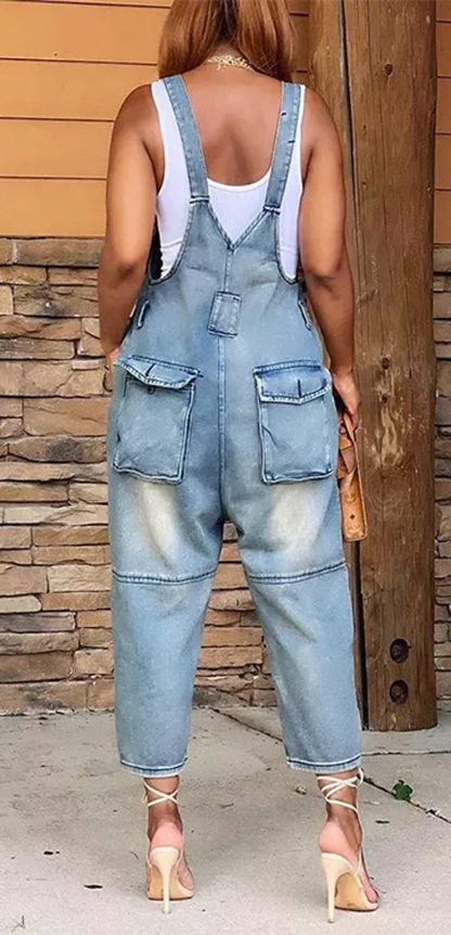 Women's button-front denim overalls - Image 4