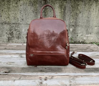 Handmade vintage leather dual-purpose backpack