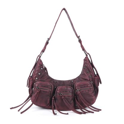 Vintage distressed tassel underarm bag
