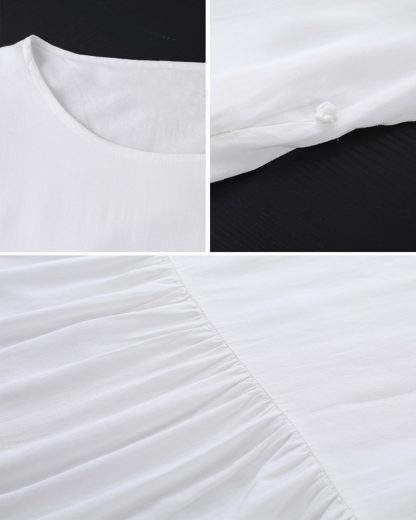Plain white pure simple cotton and linen long skirt - Image 7