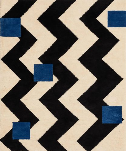 Moroccan style geometric contrasting color rug