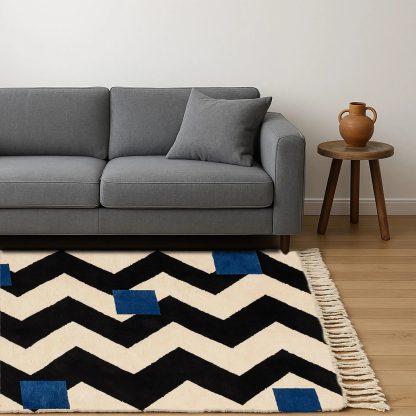 Moroccan style geometric contrasting color rug - Image 2