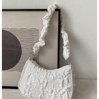 Lace and pearl bow embellished bag