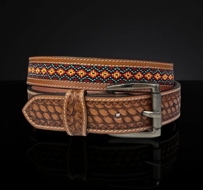 Double-process Wang Fried Beaded Braided Cowhide Belt - Image 5