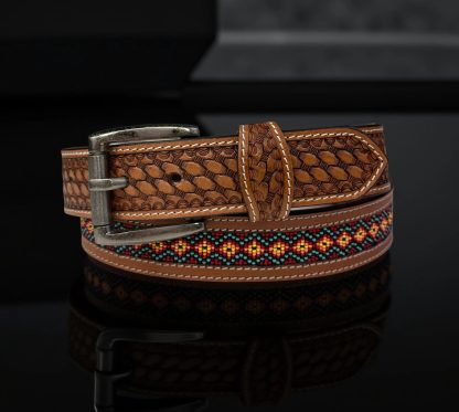 Double-process Wang Fried Beaded Braided Cowhide Belt - Image 4
