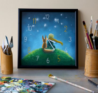 The Little Prince themed hand-painted square wall clock - Image 4