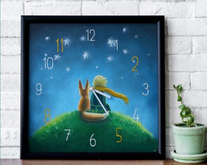 The Little Prince themed hand-painted square wall clock - Image 3