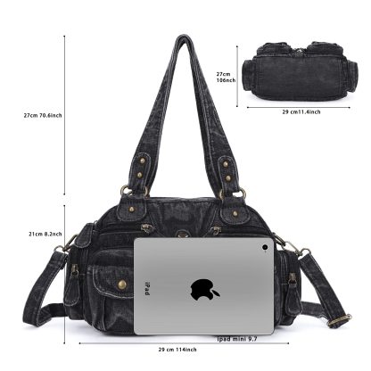 Vintage denim multi-pocket work bag - Image 4