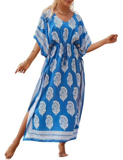 Bohemian printed waisted robe dress - Image 7