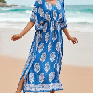 Bohemian printed waisted robe dress