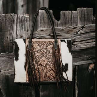 Handcrafted Western-style carved leather bag