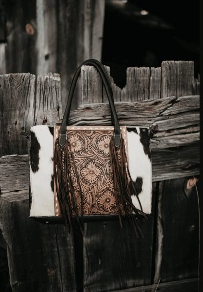 Handcrafted Western-style carved leather bag