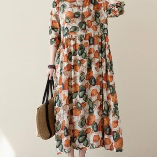 Fresh printed loose long skirt