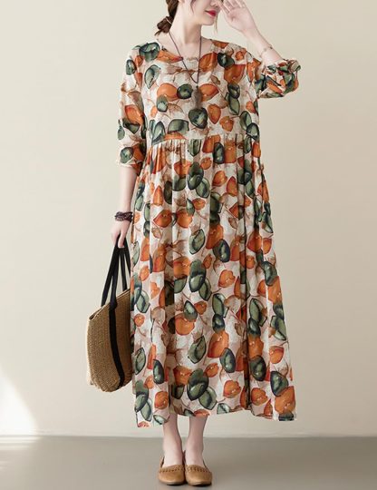 Fresh printed loose long skirt