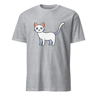 Cute white cat print T-shirt
