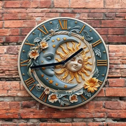 Creative sun and moon carved wall clock - Image 4