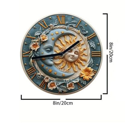 Creative sun and moon carved wall clock - Image 3