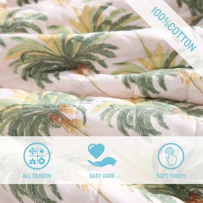 Coconut tree print quilted bedding - Image 3