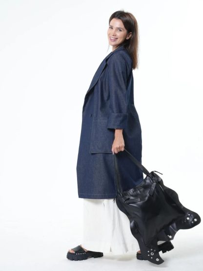 Dark ruffle-trimmed soft leather handbag - Image 6